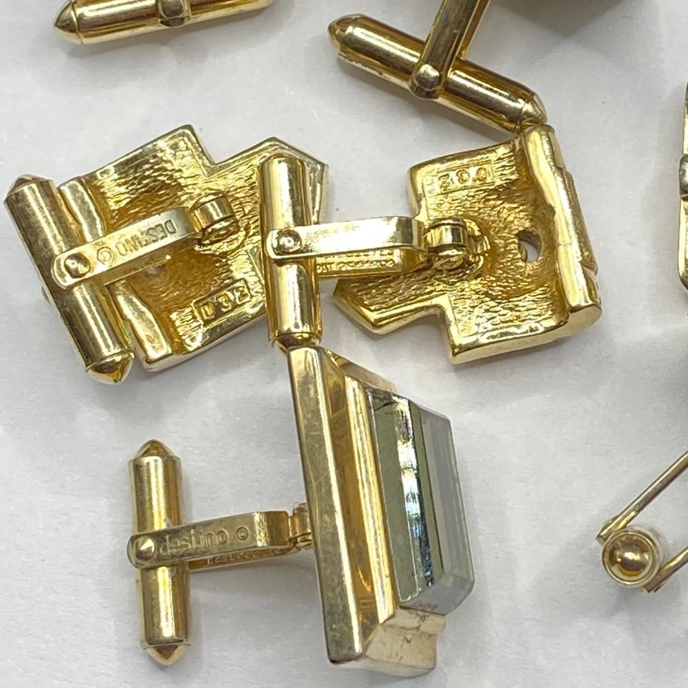 Gold Tone Cuff Links Bundle Of 4 Pairs Vintage Men's Unisex